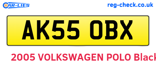 AK55OBX are the vehicle registration plates.
