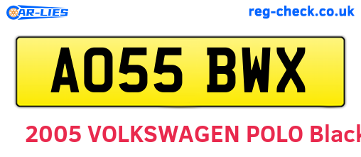 AO55BWX are the vehicle registration plates.