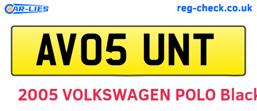 AV05UNT are the vehicle registration plates.