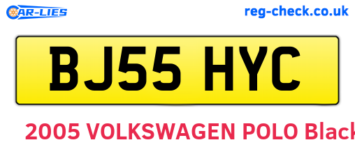 BJ55HYC are the vehicle registration plates.