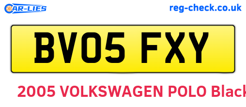 BV05FXY are the vehicle registration plates.