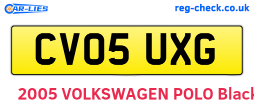 CV05UXG are the vehicle registration plates.