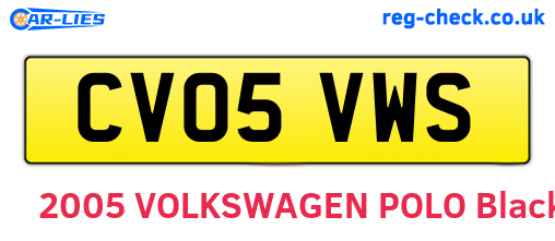 CV05VWS are the vehicle registration plates.
