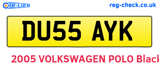 DU55AYK are the vehicle registration plates.