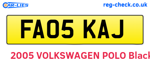 FA05KAJ are the vehicle registration plates.