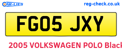 FG05JXY are the vehicle registration plates.