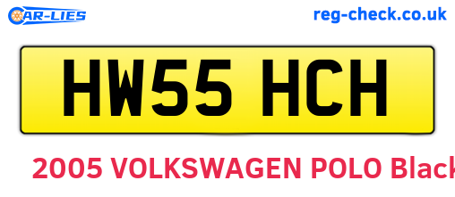 HW55HCH are the vehicle registration plates.