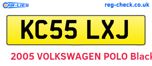KC55LXJ are the vehicle registration plates.