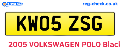 KW05ZSG are the vehicle registration plates.