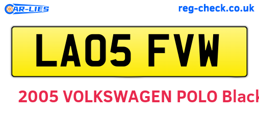LA05FVW are the vehicle registration plates.