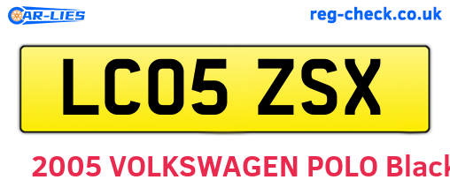 LC05ZSX are the vehicle registration plates.