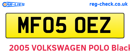 MF05OEZ are the vehicle registration plates.