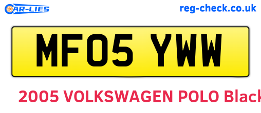 MF05YWW are the vehicle registration plates.