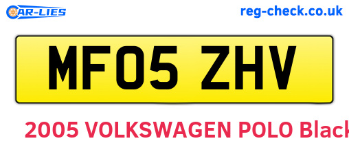 MF05ZHV are the vehicle registration plates.