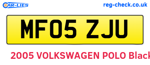 MF05ZJU are the vehicle registration plates.