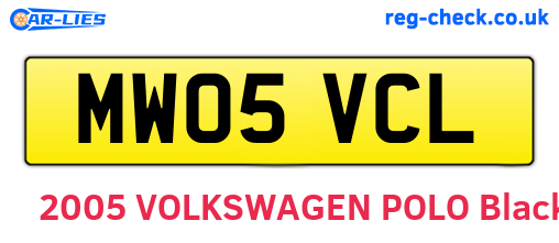 MW05VCL are the vehicle registration plates.