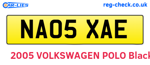 NA05XAE are the vehicle registration plates.