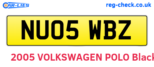 NU05WBZ are the vehicle registration plates.