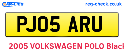PJ05ARU are the vehicle registration plates.