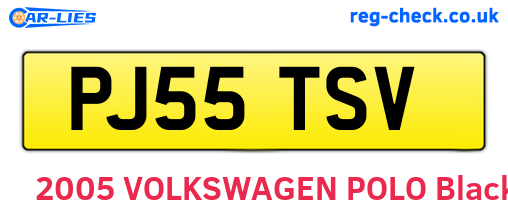 PJ55TSV are the vehicle registration plates.
