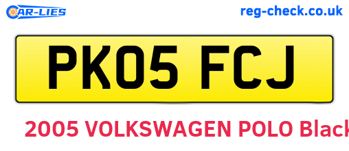 PK05FCJ are the vehicle registration plates.