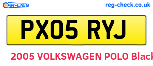 PX05RYJ are the vehicle registration plates.