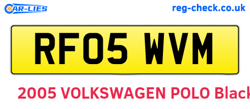 RF05WVM are the vehicle registration plates.