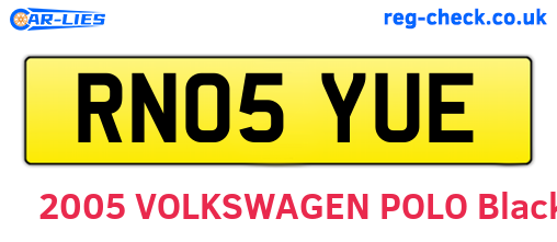 RN05YUE are the vehicle registration plates.