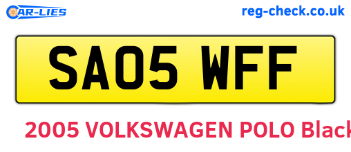SA05WFF are the vehicle registration plates.