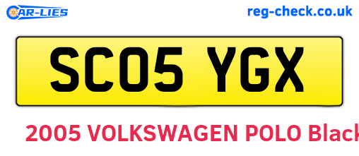 SC05YGX are the vehicle registration plates.