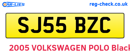 SJ55BZC are the vehicle registration plates.