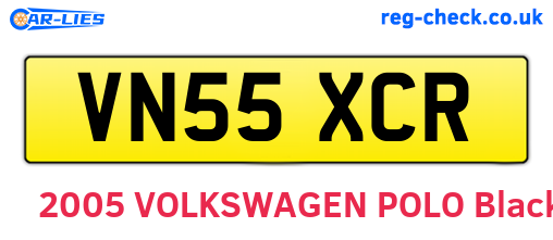 VN55XCR are the vehicle registration plates.