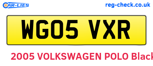 WG05VXR are the vehicle registration plates.