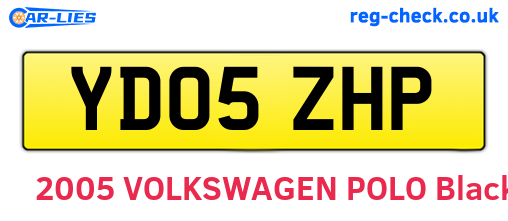 YD05ZHP are the vehicle registration plates.