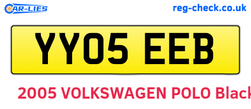YY05EEB are the vehicle registration plates.
