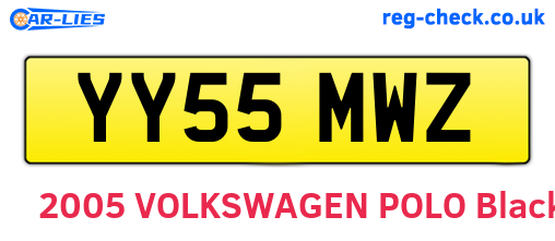 YY55MWZ are the vehicle registration plates.