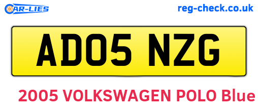 AD05NZG are the vehicle registration plates.
