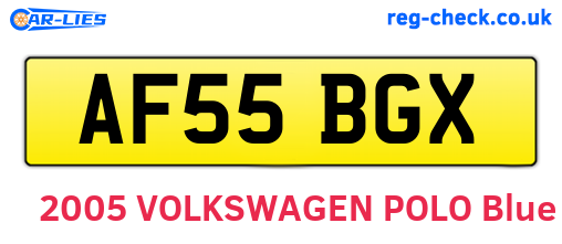 AF55BGX are the vehicle registration plates.