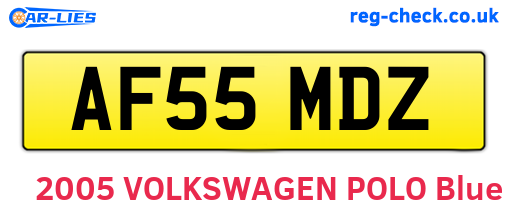 AF55MDZ are the vehicle registration plates.