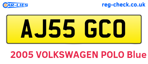 AJ55GCO are the vehicle registration plates.