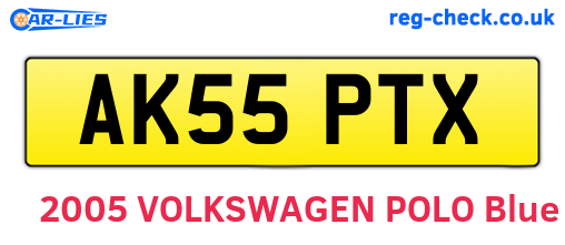 AK55PTX are the vehicle registration plates.