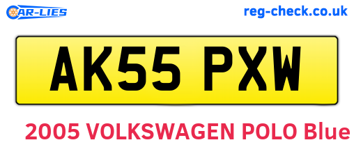 AK55PXW are the vehicle registration plates.