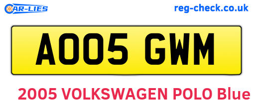 AO05GWM are the vehicle registration plates.