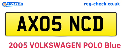 AX05NCD are the vehicle registration plates.