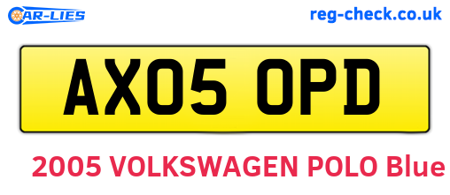 AX05OPD are the vehicle registration plates.