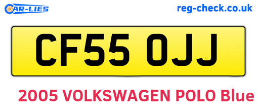 CF55OJJ are the vehicle registration plates.