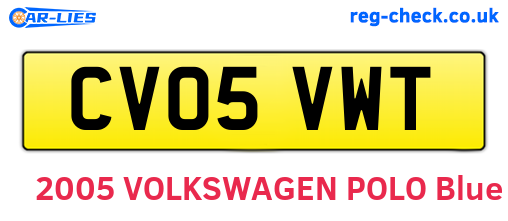 CV05VWT are the vehicle registration plates.