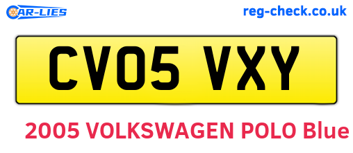 CV05VXY are the vehicle registration plates.
