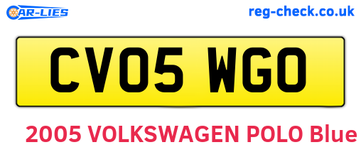 CV05WGO are the vehicle registration plates.