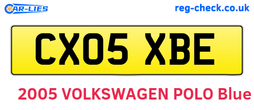 CX05XBE are the vehicle registration plates.